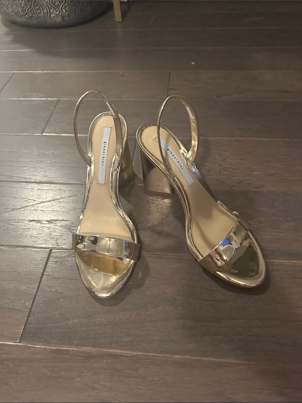 Gianni Bini Metallic Gold Slingback Block Heel Sandals